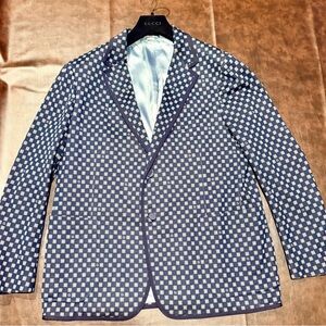 Gucci Blue and White Checkered Sport Coat